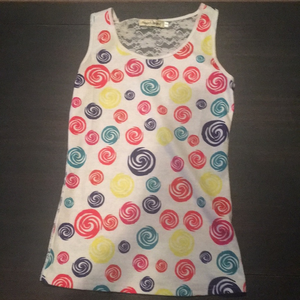 Size small white colorful tank top